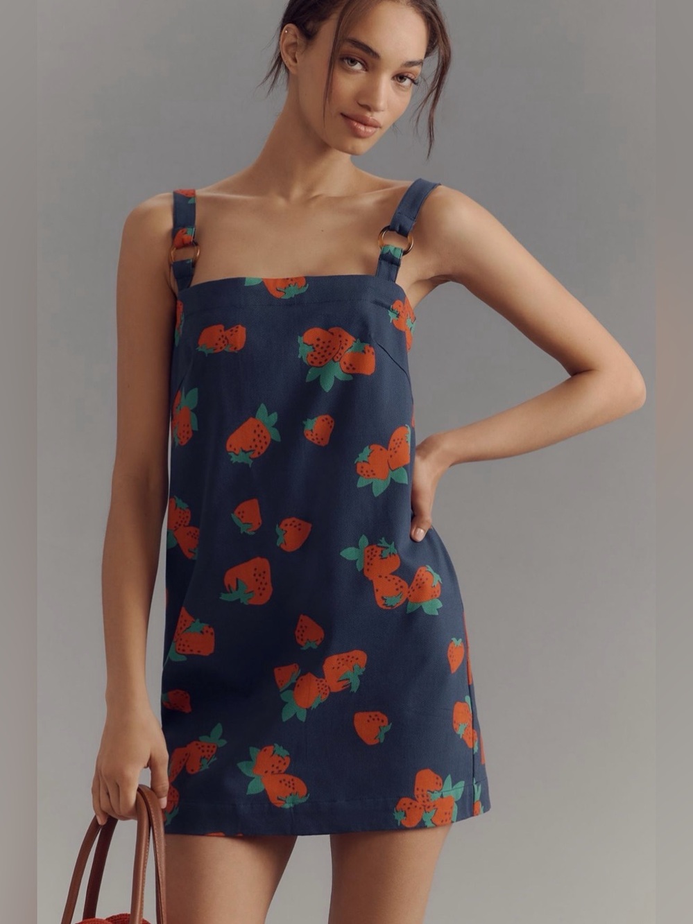 Anthropologie Maeve Square Neck Strawberry Shift Dress- size Medium